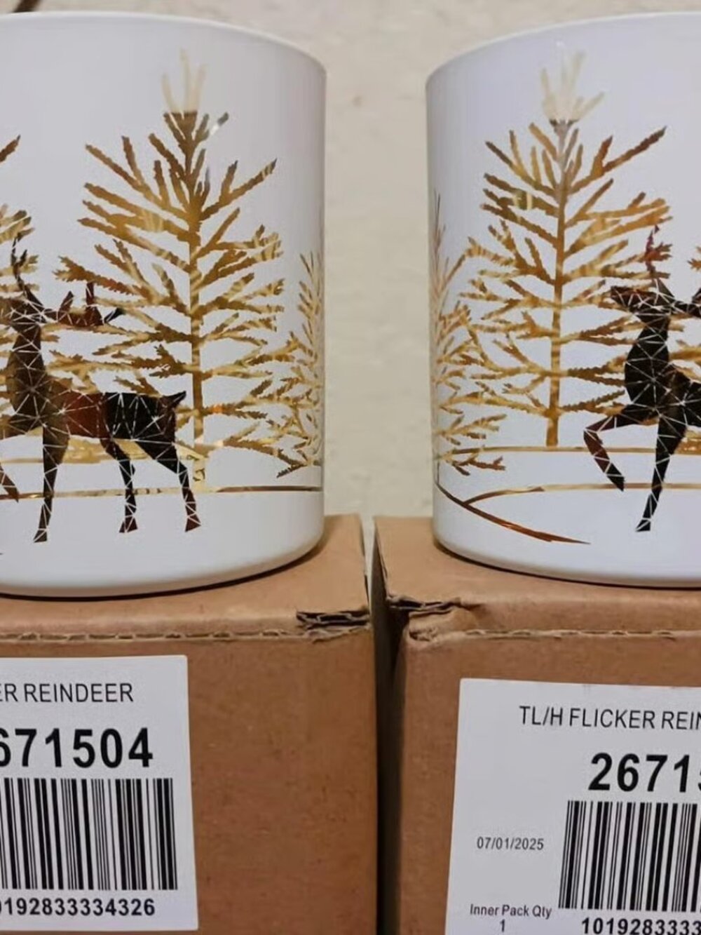 YANKEE CANDLE Reindeer Tealight/Votive Holders Flickr Silhouette Gold White NEW